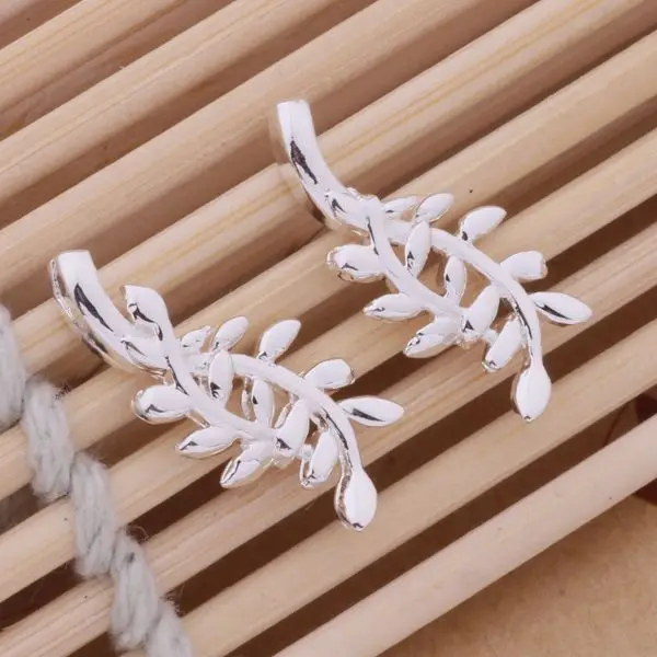 Серьги с серебристым покрытием серебряные модные серьги вокруг листьев/broakiva