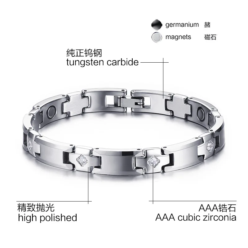 

Fashion Jewelry Pure Tungsten Magnetic 3A Cubic Zirconia Bracelets Bangles Women Germanium Cute Romantic Gift