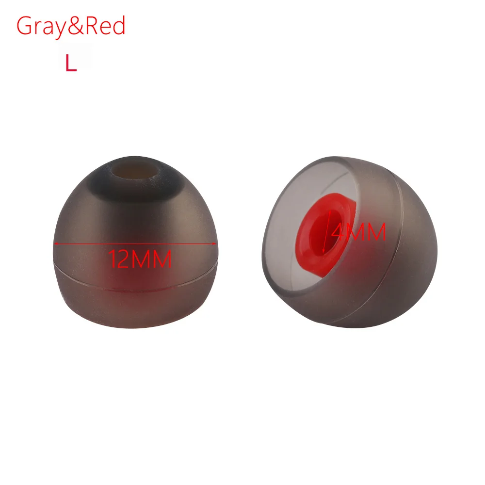 Gray Red L 20 шт/10 пар, новые силиконовые 4 мм Сменные наушники-вкладыши, вкладыши, наконечники для ушей, крышка, мягкая резина, универсальные сменные наконечники для ушей - Цвет: Gray Red L