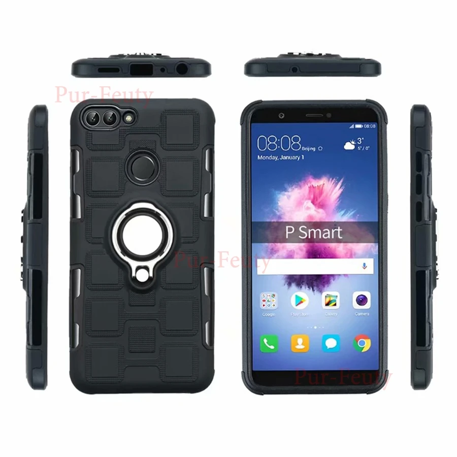 Чехол для huawei P Smart FIG LX1 LA1, противоударный силиконовый чехол-подставка с кольцом, высококачественный модный тонкий чехол-накладка для huawei Enjoy 7S