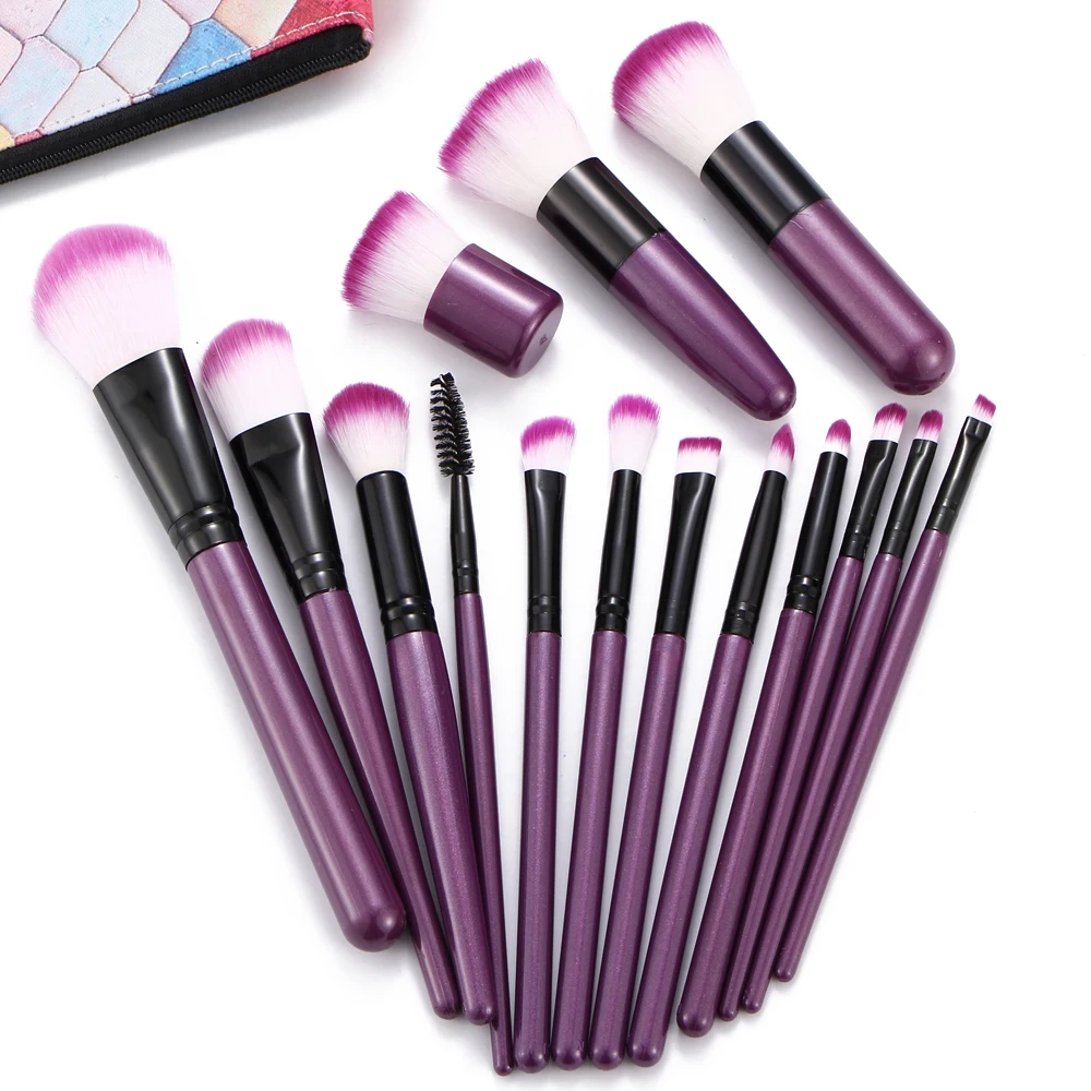 MAANGE15Pcs набор кистей для макияжа Пудра Тени для век Контур смесь румяна губ красота Косметические мягкие синтетические волосы из искусственной кожи чехол