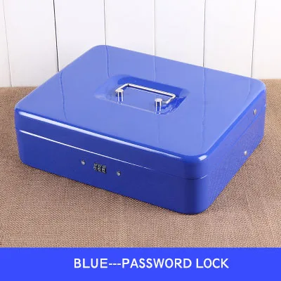 Blue Password Lock Портативный сейфы кассовый ящик для денег ключ замок/Пароль замок безопасный замок многоуровневый лоток безопасности ящик для хранения размер 30x24x9 см - Цвет: Blue Password Lock