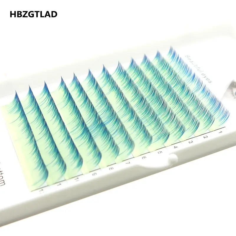 Ресницы HBZGTLAD накладные C/D Индивидуальные желтые и синие 0 07/0 1 мм 8 14 мм|Накладные