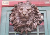 chinese pure bronze hsbc lions head wall hang family decor art sculpture