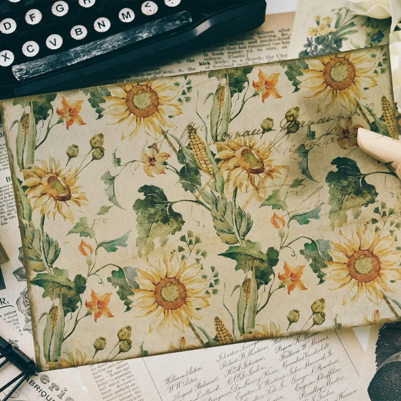 16pcs/Pack A5 Vintage Flowers Patterned Paper Pack for Scrapbooking DIY Happy Planner Card Making Journal Project