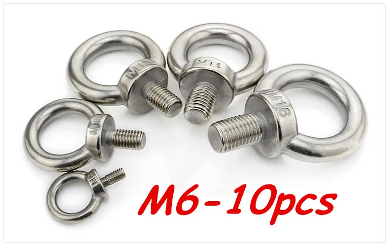 10 шт./лот M6 * 12 304 нержавеющая сталь подъемные болты круглое кольцо крюк болт|lifting eye