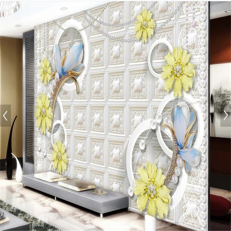 Обои beibehang для стен современные обои Хрустальное стекло Орхидея кожа мягкая