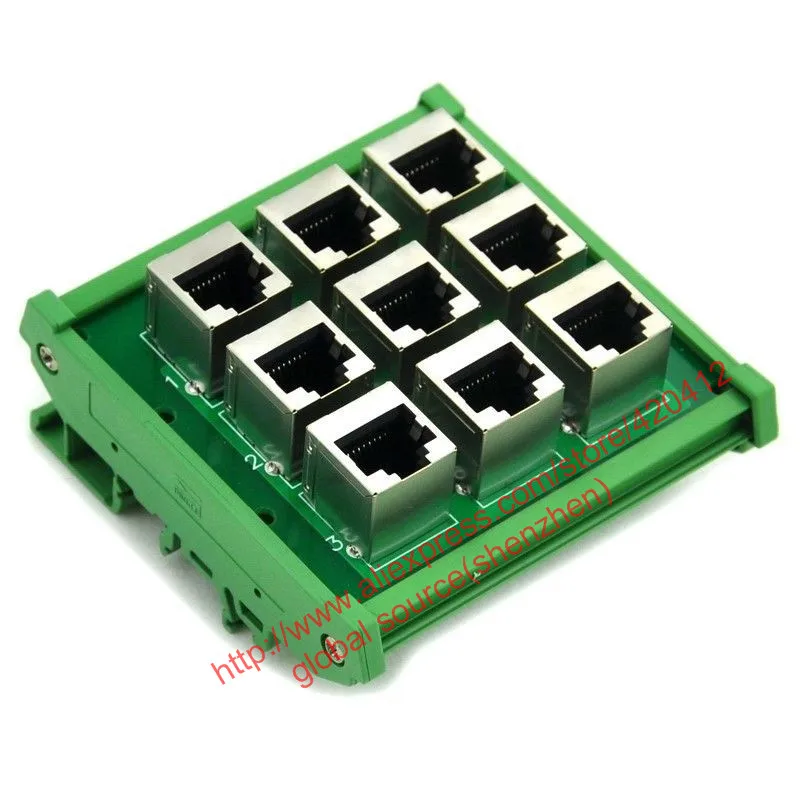 9 канальная шина RJ45 8P8C интерфейсный модуль с монтажной стопой на din рейке и