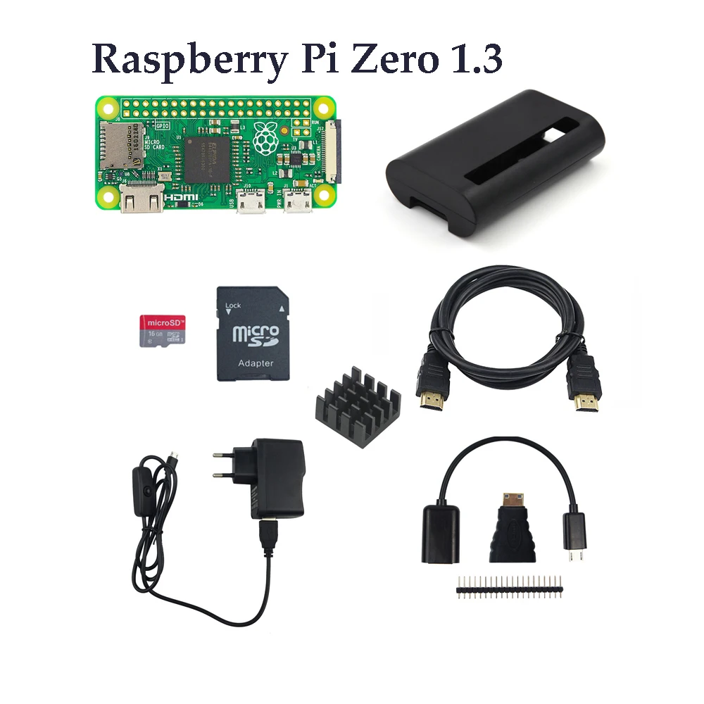 Raspberry Pi Zero/Zero W начальный комплект RPi Zero 1 3 плата + карта 16 ГБ адаптер питания чехол