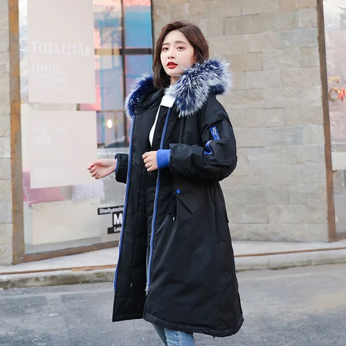 ZQLZ Winter Coat Women Plus Size Casual Hooded Big Fur Loose Cotton Pedded Jacket Femme Thick Snow Wear Ladies Parka Overcoat | Женская
