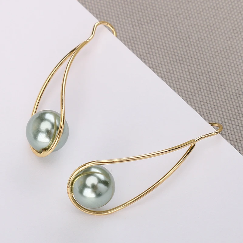 Длинные серьги-Крючки SRCOI с имитацией жемчуга висячие серьги из цинкового сплава
