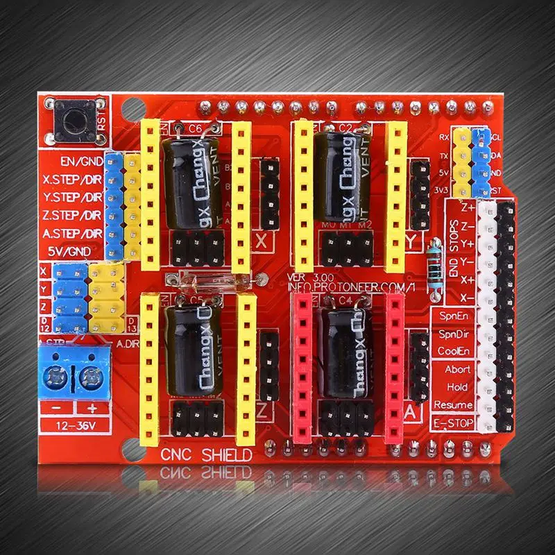 3D CNC щит доска для UNO R3+ 4 шт. A4988 Драйвер шагового двигателя для Arduino 3d принтера