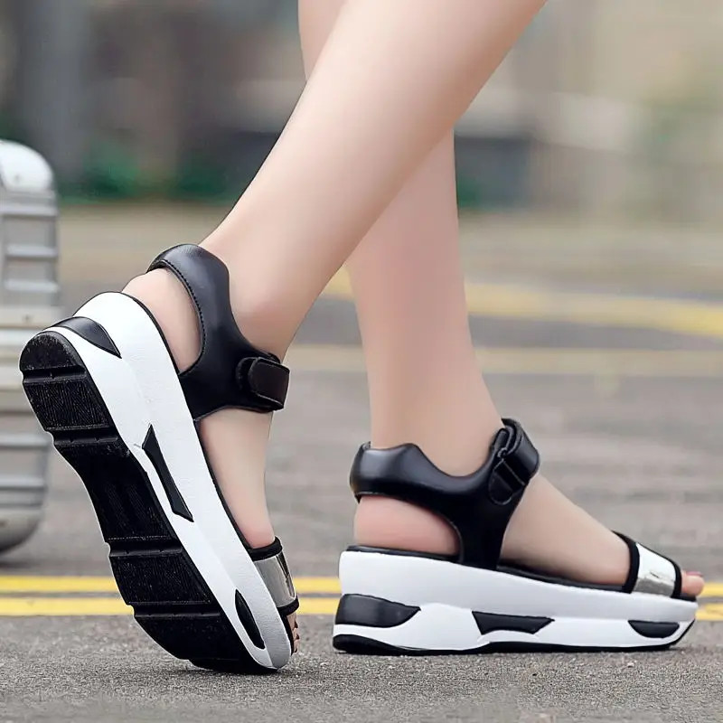

MIUBU 2020 New Summer Women Sandals Wedges Shoes Woman Shinny Crystal Decoration Elegant Ladies Platform Sandals