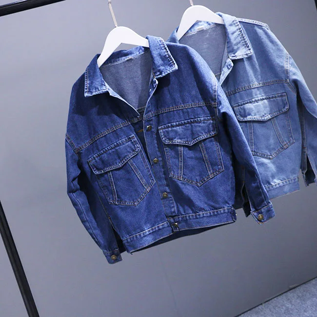 2018 винтажное Новое Осеннее женское короткое Свободное пальто Джинсовая куртка с