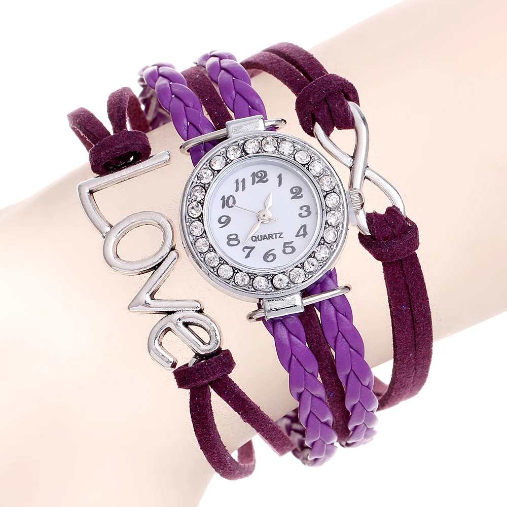 Multi Слои ручной Любовь Обёрточная Бумага браслет с часы для Для женщин подарок