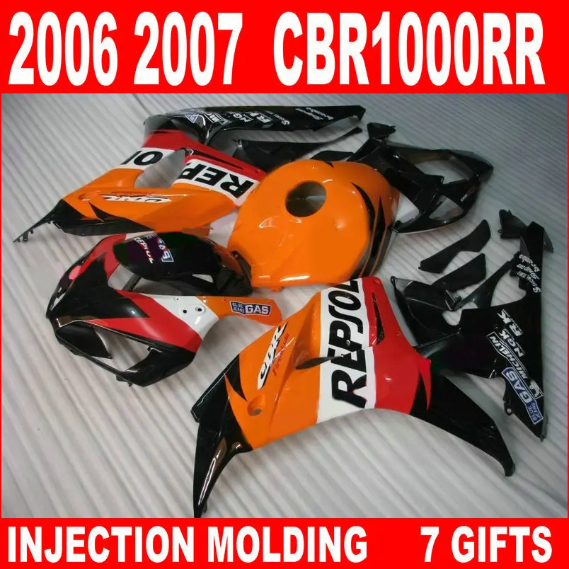 Бесплатная Настройка для 2006 2007 HONDA CBR1000RR мотоциклетные Обтекатели cbr 1000rr 06 07