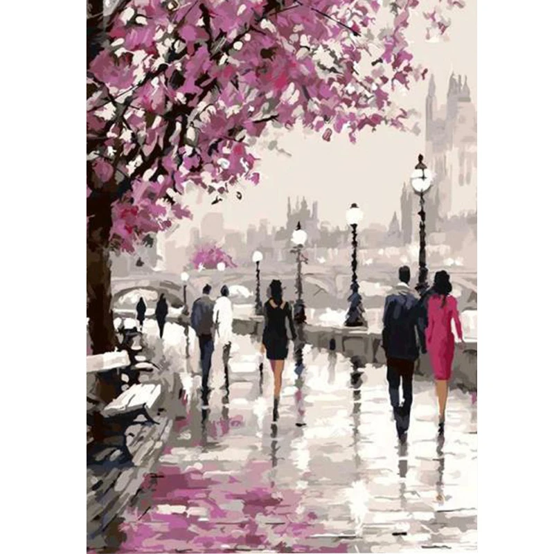 

Diamond Embroidery 5D DIY Full Round Diamond Painting Oil painting Street Scene Cross Stitch Stickers Home Decor