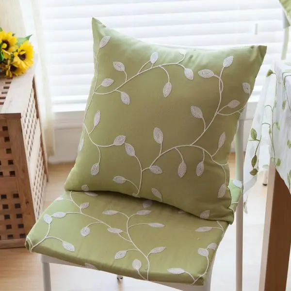 Хлопковая наволочка с вышивкой для подушки декоративная дивана в пасторальном