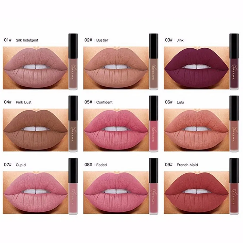 Стойкий матовый бархатный блеск для губ Niceface крем жидкая помада косметика женщин