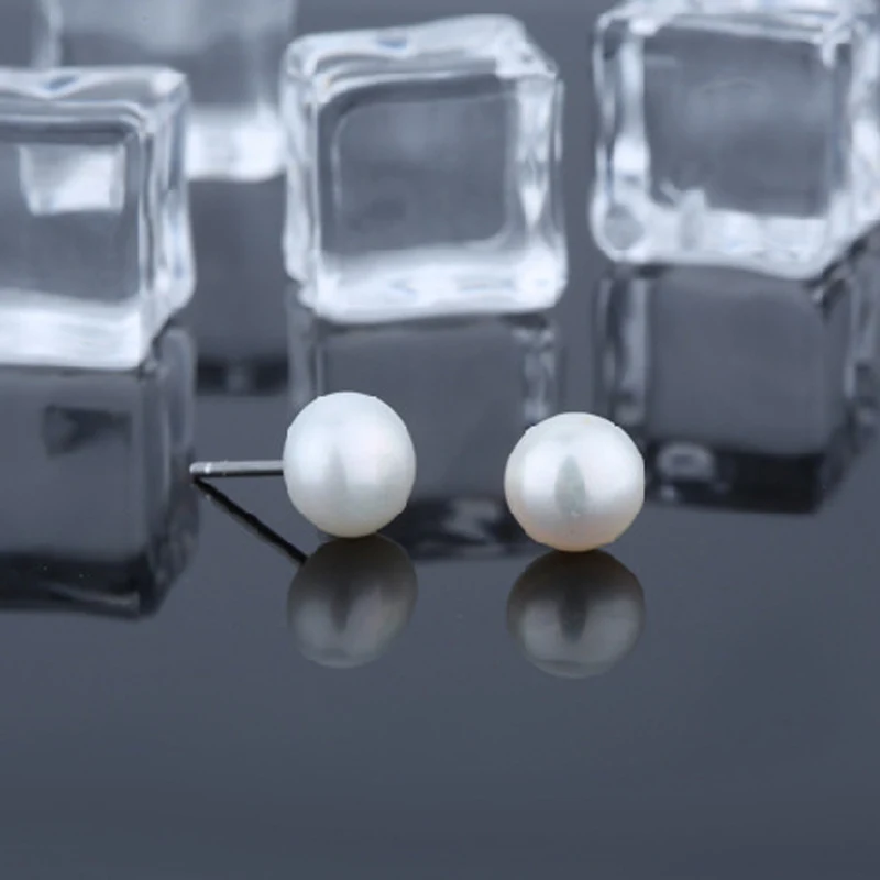 Женские серьги-гвоздики с натуральным пресноводным жемчугом | Украшения и