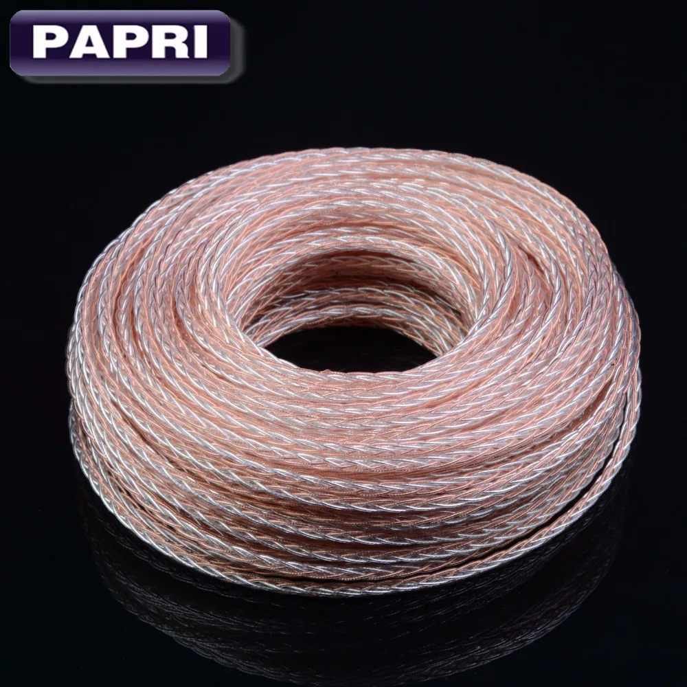 PAPRI DIY кабель наушников HiFi наушники 3.28ft/1M плетеный PTFE OCC Медь серебряной проволоки