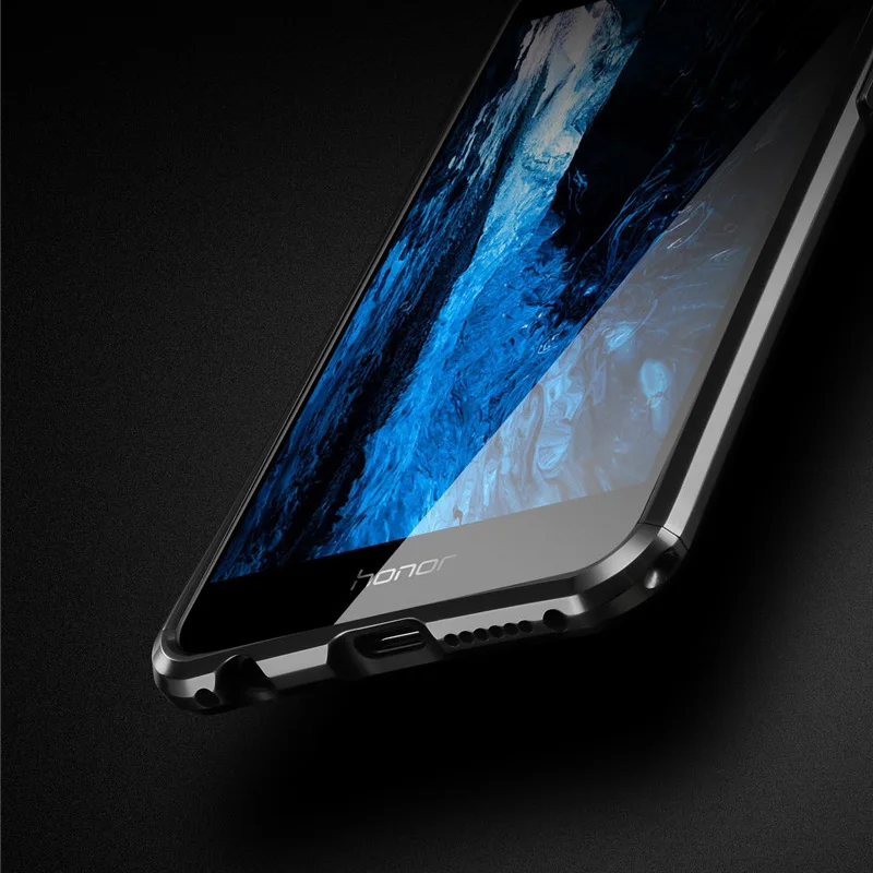 MAKAVO для Huawei Honor 8 чехол Роскошный Блестящая Алюминиевая металлическая крышка 2 в 1