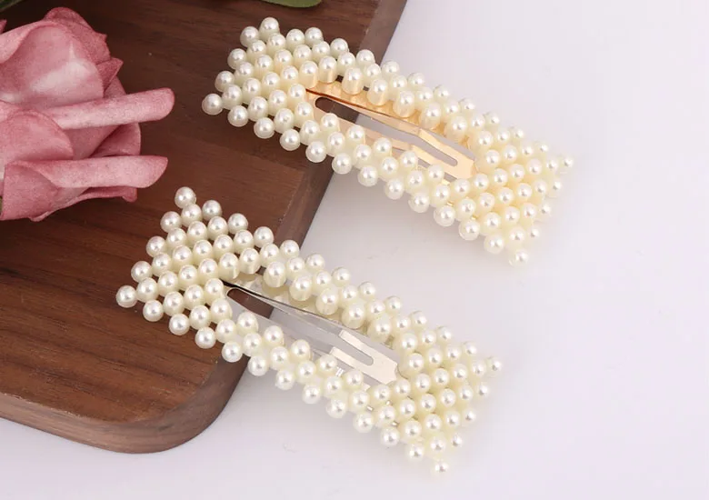 LEADERBEADS, Корейская акриловая заколка с жемчугом, женские элегантные Геометрические золотистые шпильки для волос, аксессуары для укладки волос для девушек