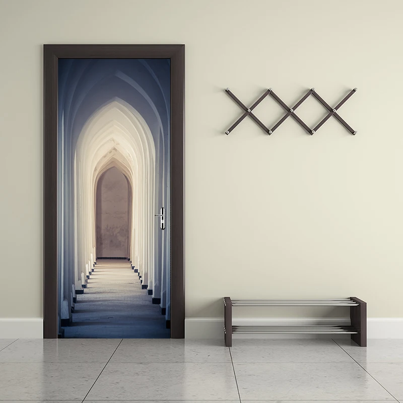 Креативная Наклейка на стену стикер в виде двери спальни коридора ПВХ