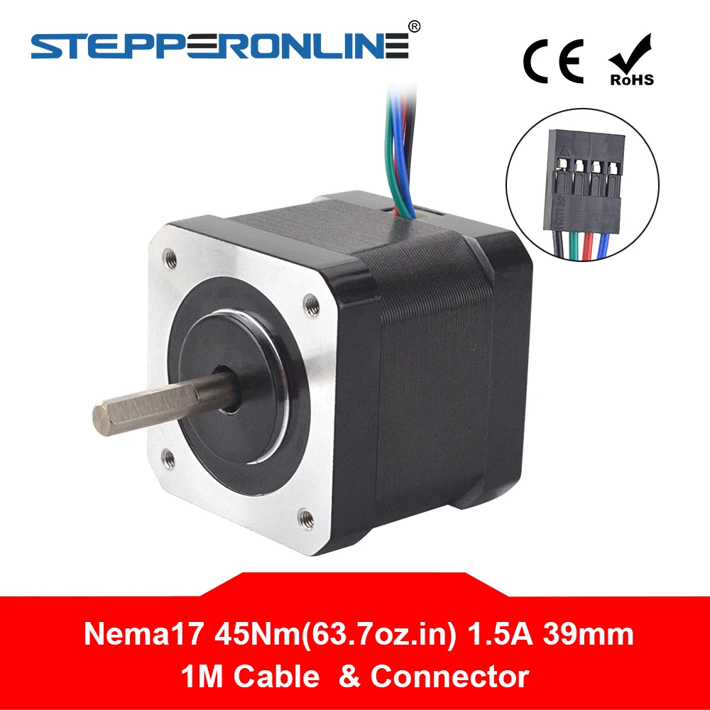 4 свинцовый шаговый двигатель Nema17 42 двигателя 1 5 А 39 мм 45 см м кабель Nema 17 для 3D