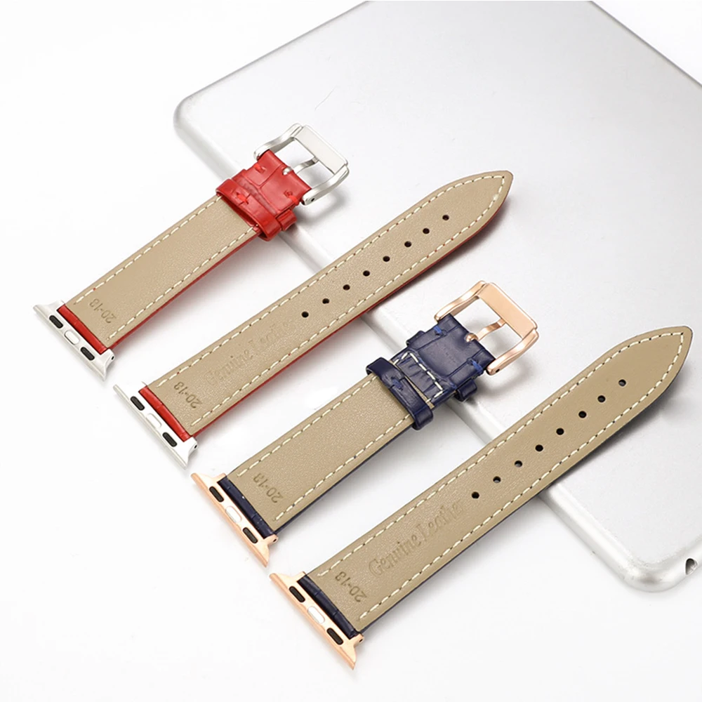 Ремешок из натуральной кожи для Apple Watch 40 44 мм браслет iwatch 1/2/3/4/5 38 42 автоматическая
