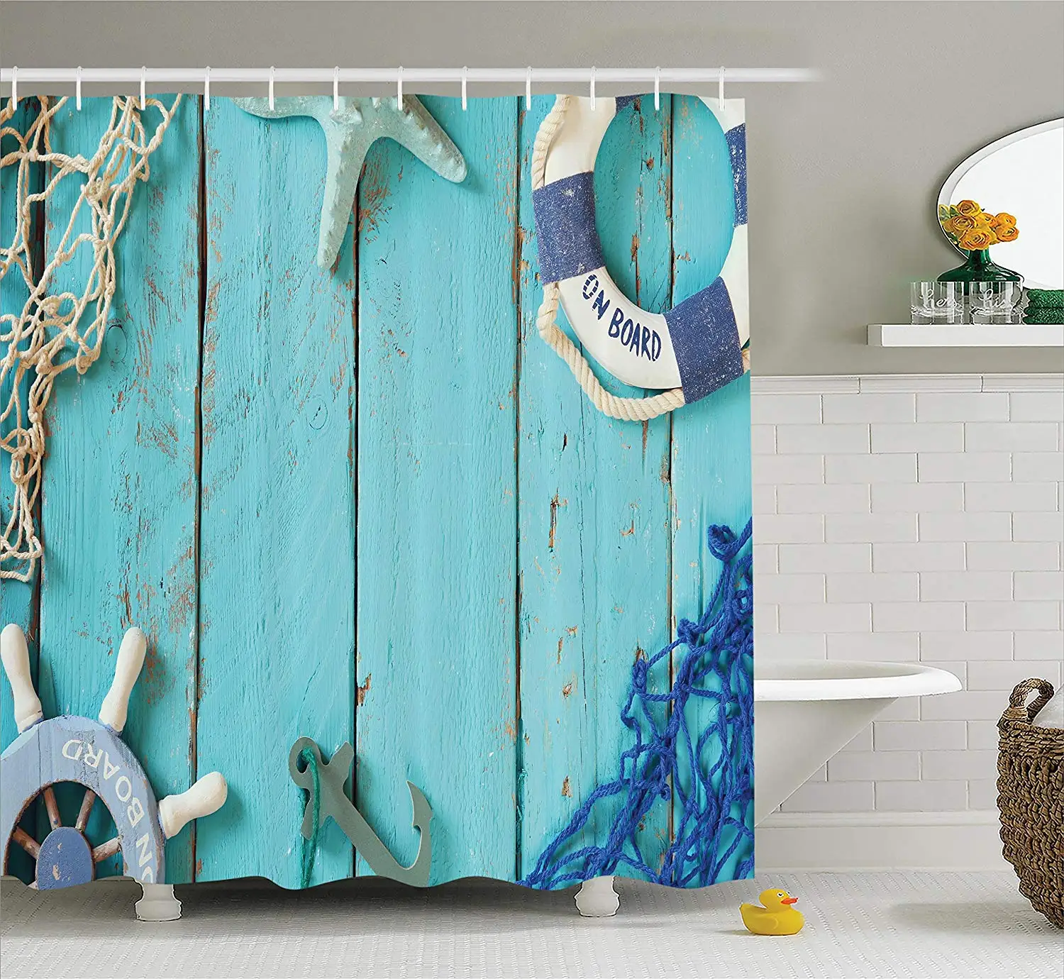 Морской Декор занавеска для душа вид сверху морская тема стиль жизни винтажное