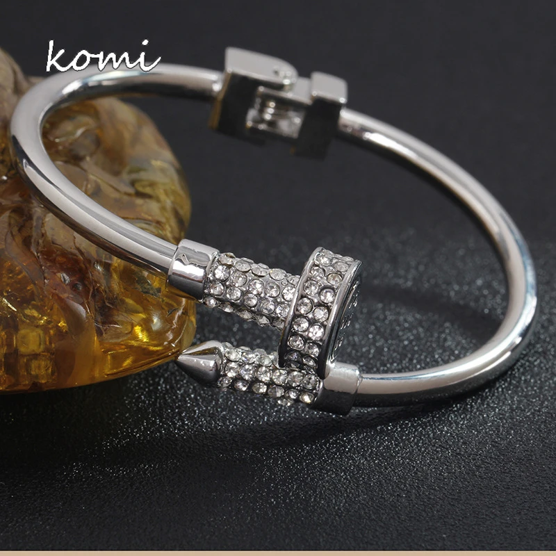 Коми Топ Мода горный хрусталь ногтей браслет RoseGold посеребренный женский и