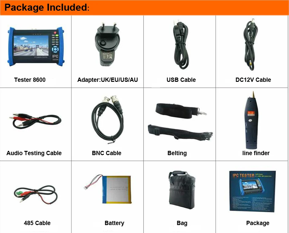 Cctv камера тестер HD 4K H.265 ipc 8MP TVI CVI 5MP AHD 7 дюймов retina сенсорный экран WIFI кабель tracer