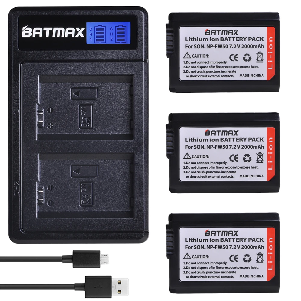 Аккумуляторная батарея Batmax для Sony Alpha a6500 a6300 a6000 a5000 a3000 3 шт.|Цифровые аккумуляторы|