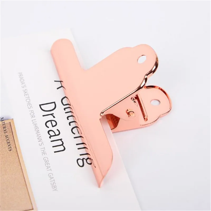

North European Fashion Clamp Stainless steel large Paper clip rose gold Metal Binder clips offic accessories school stationary