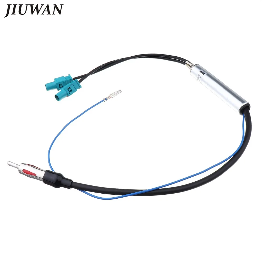 JIUWAN Car 2 FAKRA Aerial Cable Signal Amplifier Booster Auto Antenna Adapter Converter AMP DIN RCA Wire Replacement for Audi VW |
