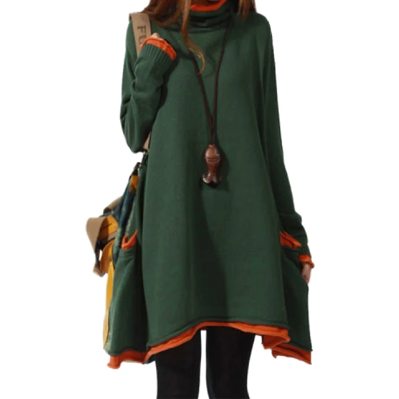 Long Sleeved Turtleneck Oversize Sweater Dress Autumn/Fall Maternity Stylish Knitwear Jumper Plus Size | Женская одежда
