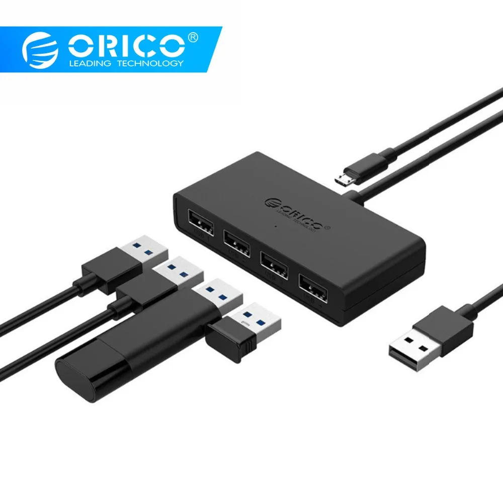 Высокоскоростной Концентратор ORICO USB 3 0 с 4 портами usb-порт концентратор Micro-Port для