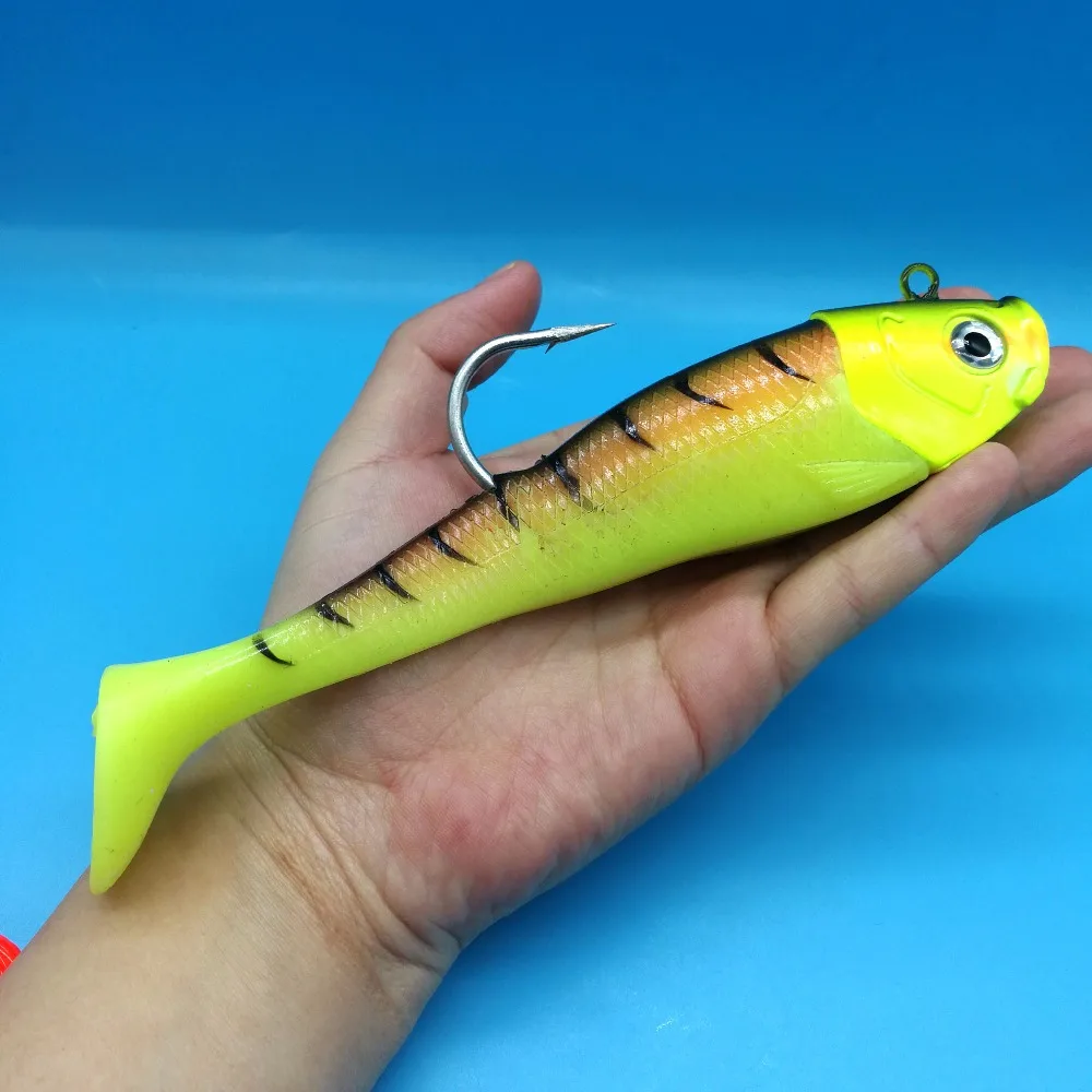 Hoofish 1 шт./лот привести голову мягкая рыба 300 г/18 см 2 цвета один крюк Т хвост приманки рыболовные снасти