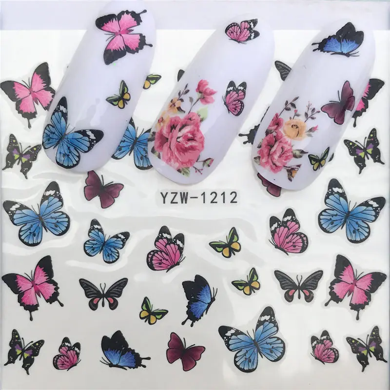 YZW-1212 FWC микс модных сексуальных черных кружевных лозы очаровательные наклейки для нейл-арта Переводные картинки Обертывания для нейл-арта татуировки DIY печать - Цвет: YZW-1212
