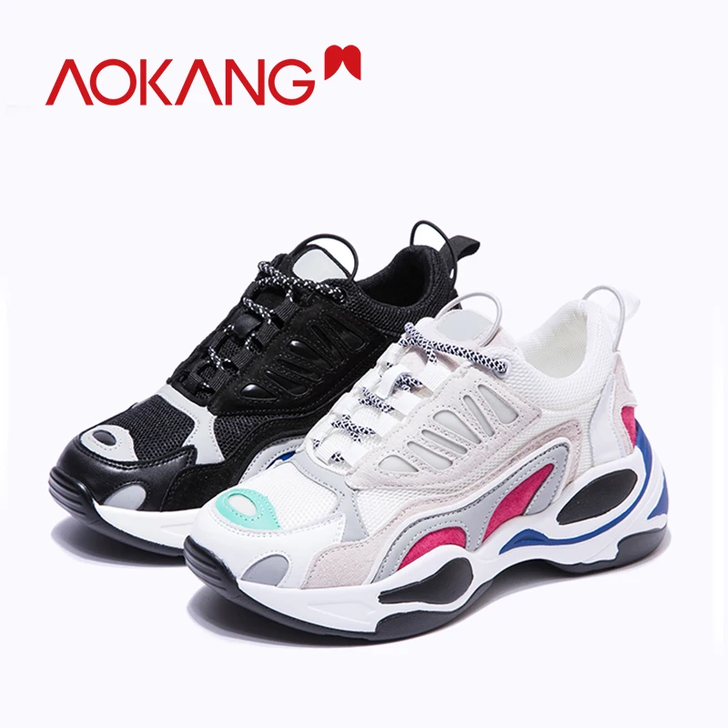 Женская Повседневная обувь AOKANG Tenis Feminino на толстой подошве платформе со
