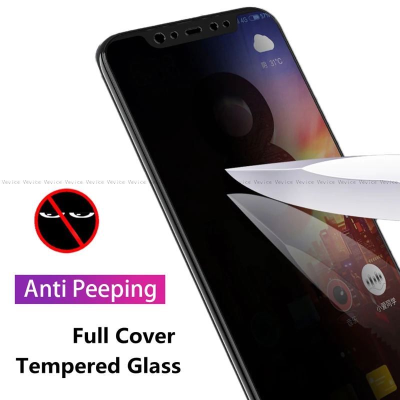 Антишпионское закаленное стекло для Xiaomi Redmi Note 7 Pro Полное покрытие защита экрана