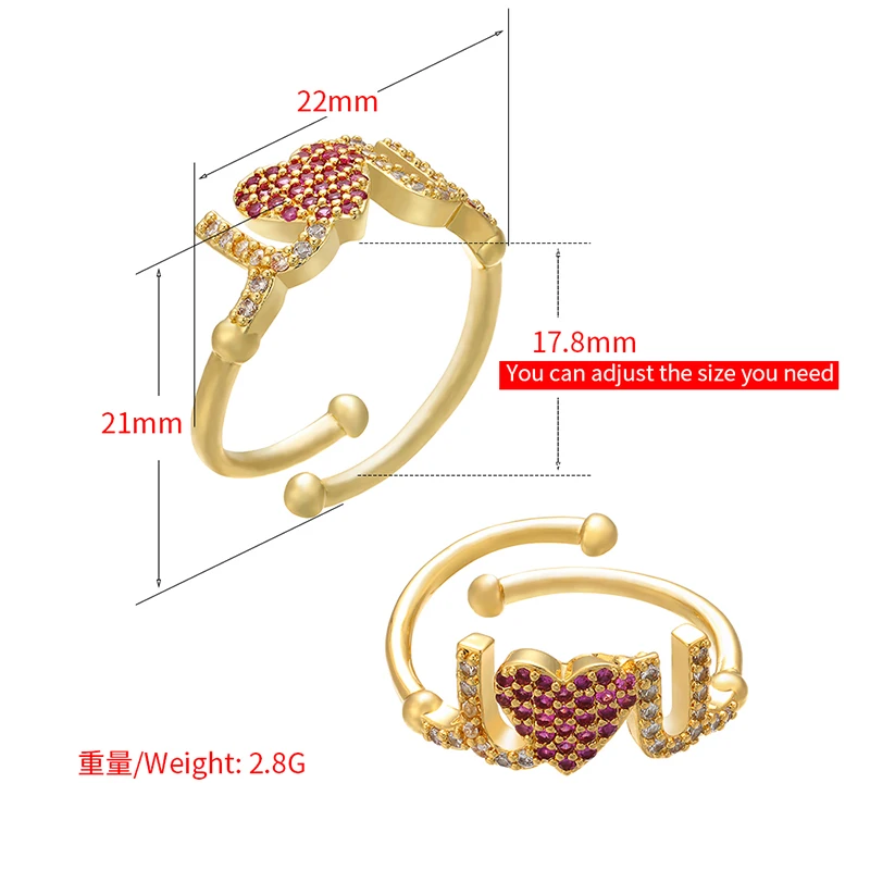 ZHUKOU 21x22 мм латунные кубические циркониевые хрустальные кольца для женщин кольцо