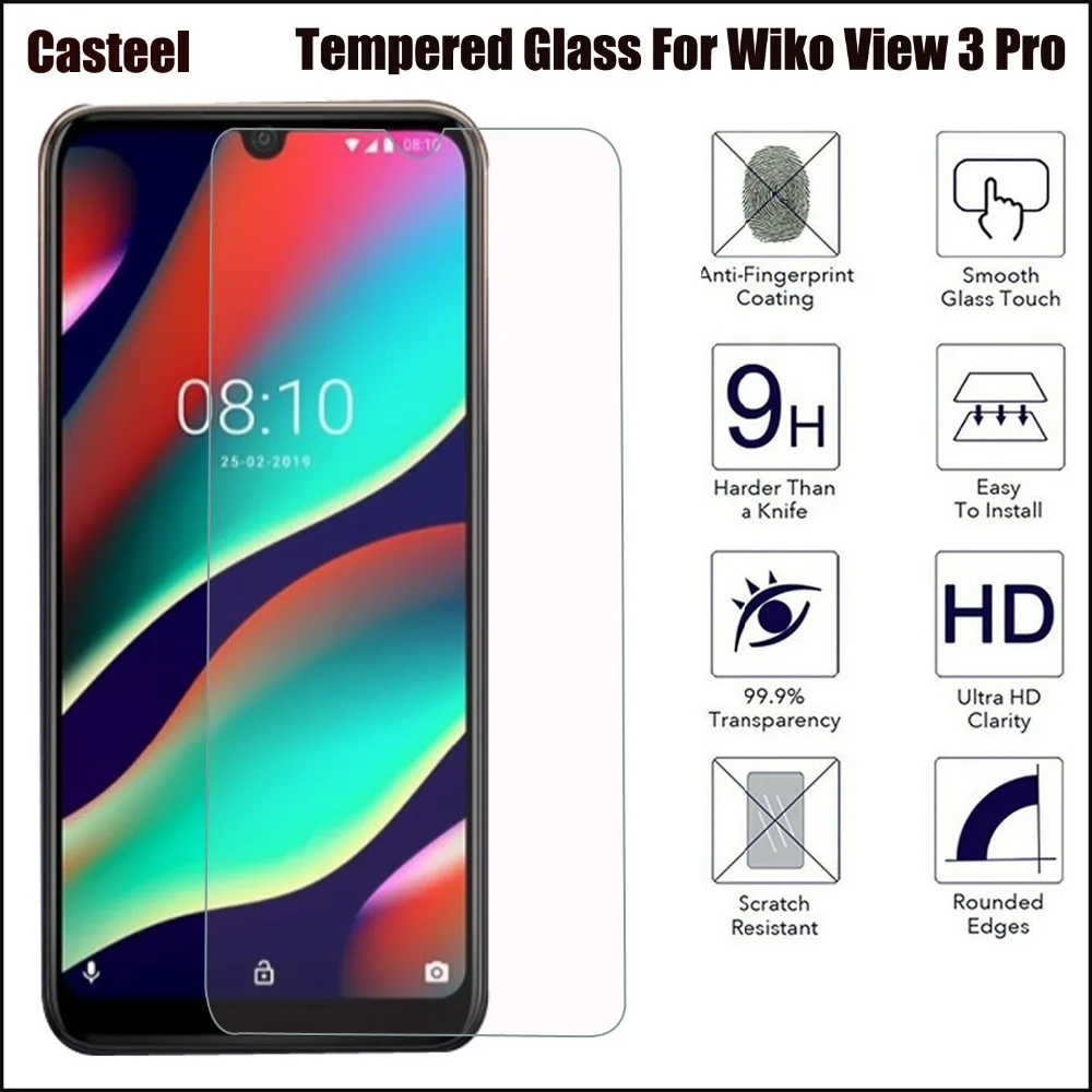 

Casteel 5/lot 0.3mm 9H Premium 2.5D Curved Edge Tempered Glass For Wiko View 3 Pro Screen Protector Film