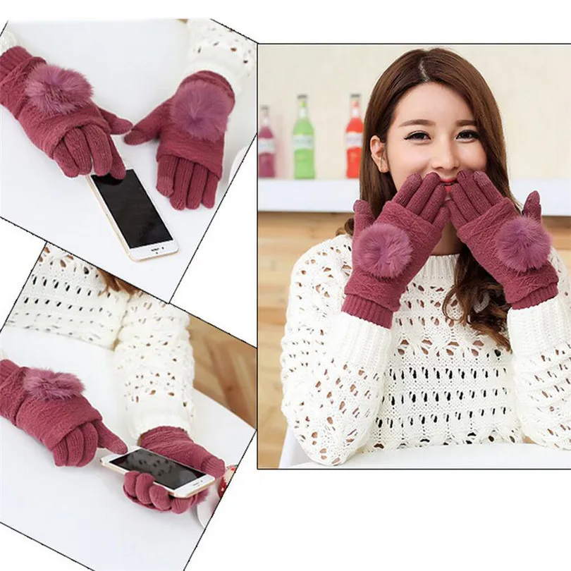 Женские шерстяные перчатки VISNXGI Темно Серые толстые зимние теплые варежки из