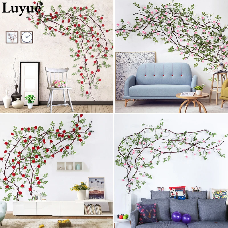 3 м длина розы свадебные искусственные из ротанга шелк Моделирование Цветок