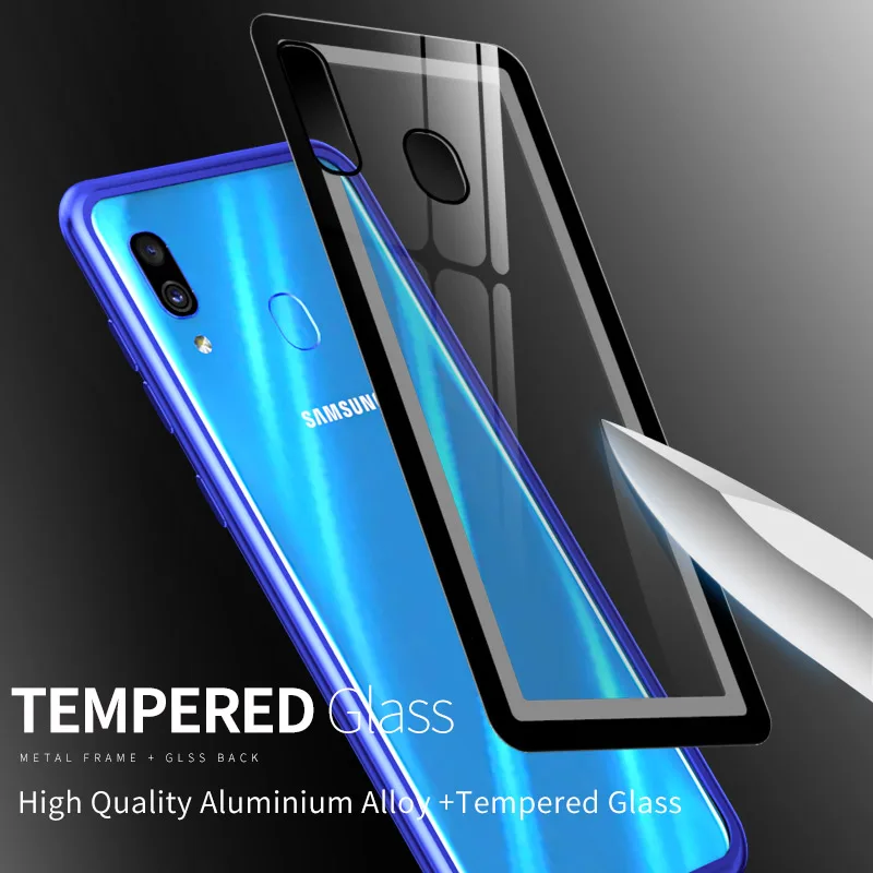 Роскошный полный защитный чехол для Samsung a50 360 прозрачный закаленное стекло