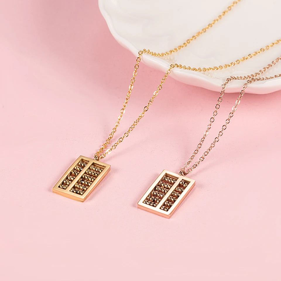 Китайское ожерелье с подвеской Abacus, титановая цепочка из нержавеющей стали, модное Трендовое женское ювелирное изделие, подарок