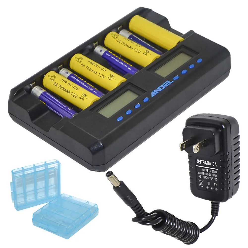 2019 Новое поступление ANDEL 8-слотовое умное зарядное устройство с ЖК-дисплеем для