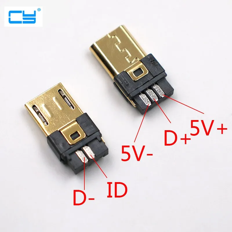 10 шт. DIY Micro USB 2 0 паяльный штекер 5-контактный разъем с пластиковой крышкой